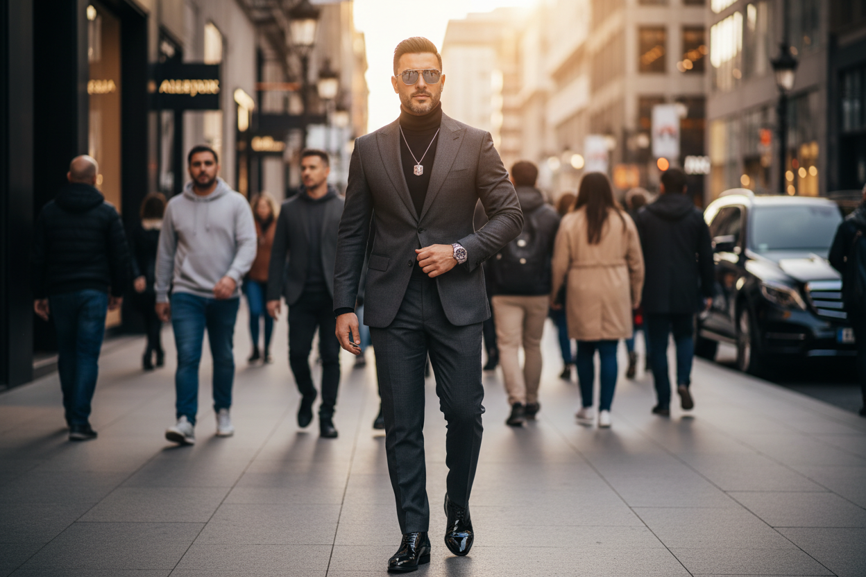 STYLISH MAN STANDING OUT IN A CROWD